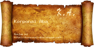 Korponai Aba névjegykártya